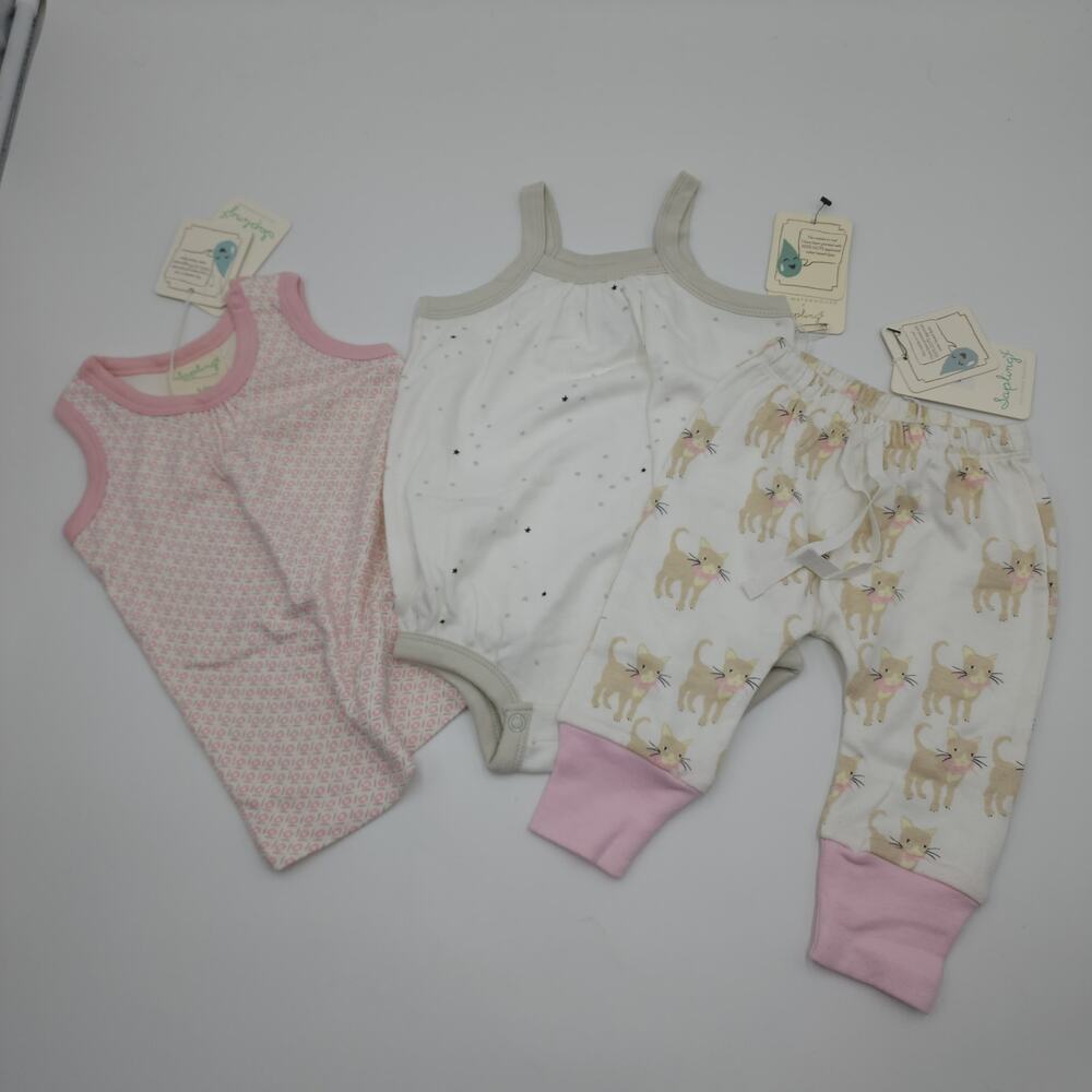Sapling Bundle of Three Cat Pants Tank Twinkle Bubble Suit Size 3-6 Months
